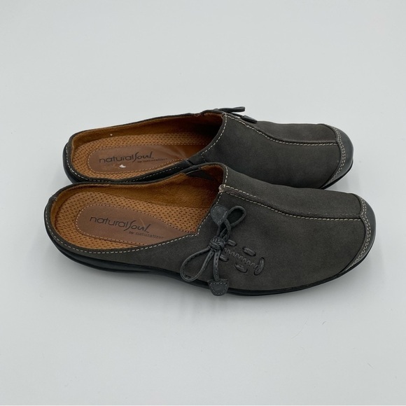 Natural Soul Naturalizer Leather‎ Suede Slip On Tie Comfort Mules Shoes Gray 6.5 - Picture 7 of 8